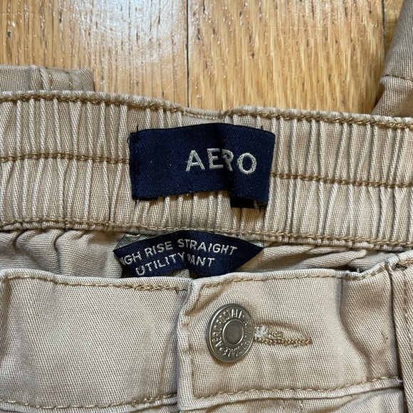 Beige High-Rise Straight Utility Pants - Picture 3 of 4